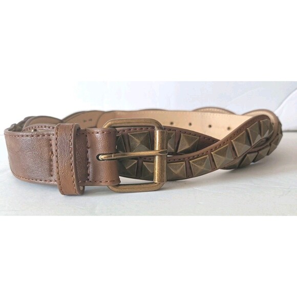 Women's Double Studded Belt Size XL Brown Twisted Straps Western  Boho Unbranded - Picture 2 of 8